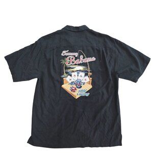 Tommy Bahama Mens Fish & Chips Vegas Casino chips Embroidered silk Shirt medium